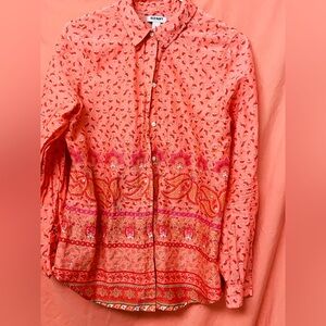 Old Navy Coral Women’s Floral Button Down Long Sleeve Shirt